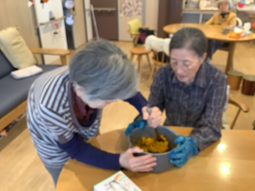 かぼちゃのケーキ作り